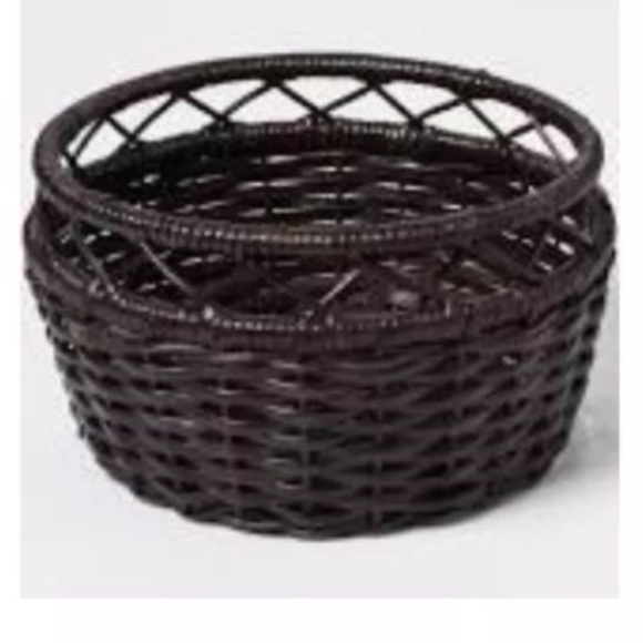 Threshold Accents Large Dark Brown Woven Rattan Storage Basket New
